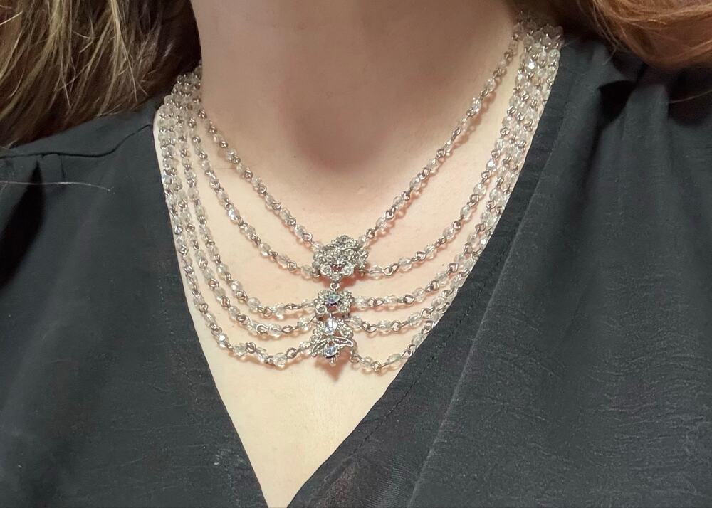 Handmade 5 Layer Vintage Crystal Statement Necklace OOAK - Picture 2 of 4